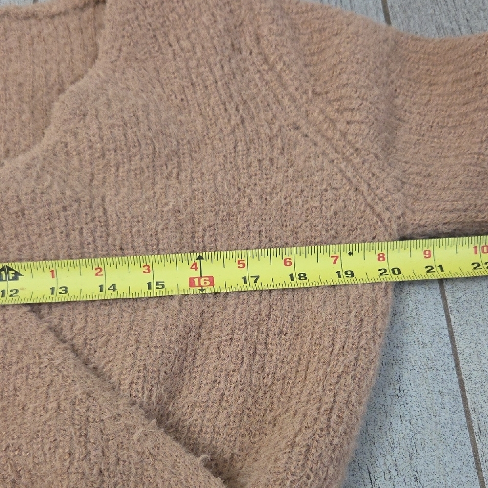 Planet Gold Super Soft & Comfy Women's V-Neck Tan Sweater - Picture 6 of 6
